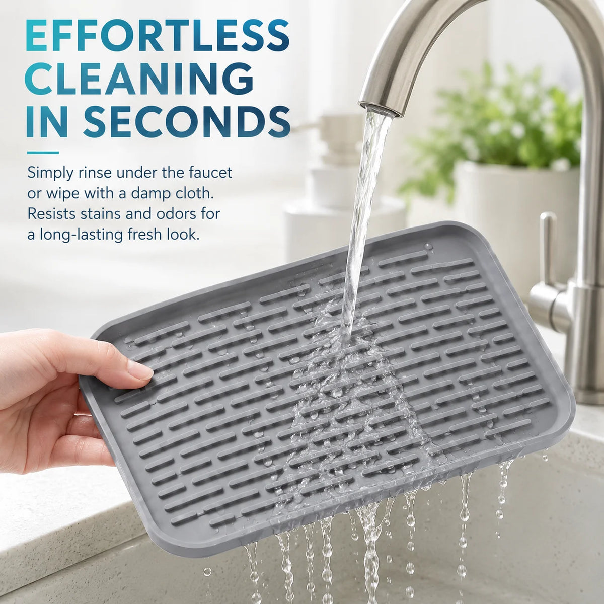 2-Pack Silicone Sink Organizer Tray & Dish Drying Mat – BPA-Free Silicone Organizer Tray Axl