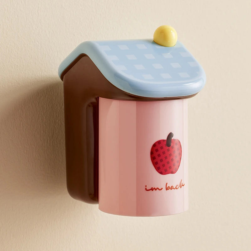 Magnetic Wall-Mounted Toothbrush Holder & Mouthwash Cup Toothbrush Holder Axl Pink