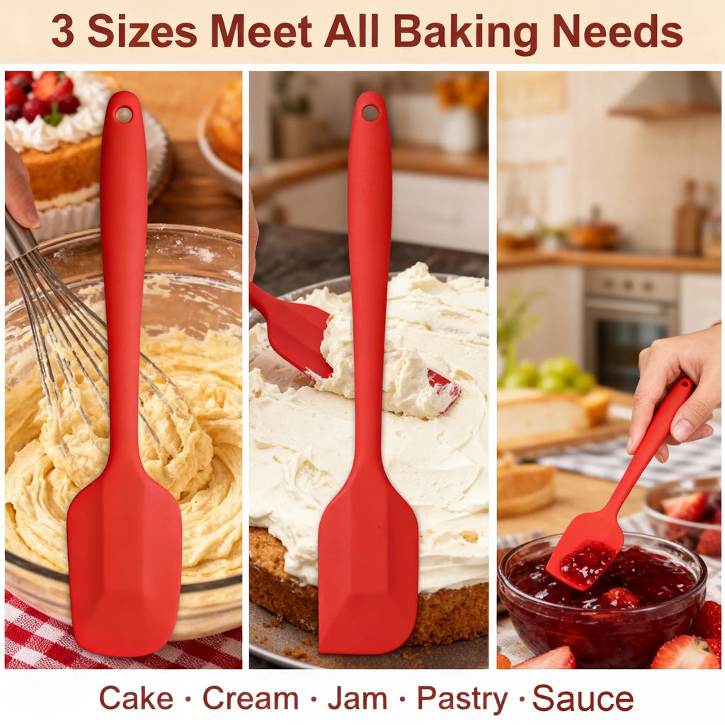 3-Piece Silicone Baking Set – Butter Scoop, Spatula & Scraper Silicone Baking Set Axl
