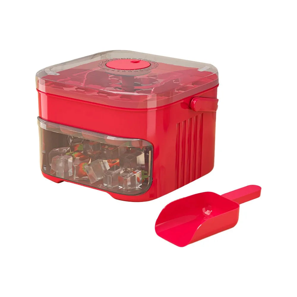 50-Grid Ice Cube Mold – Press Type Double Layer Storage Box Ice Cube Mold Axl Red