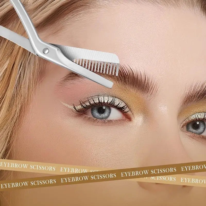 Stainless Steel Eyebrow Scissors with Comb – Precision Grooming Eyebrow Grooming Scissors Axl