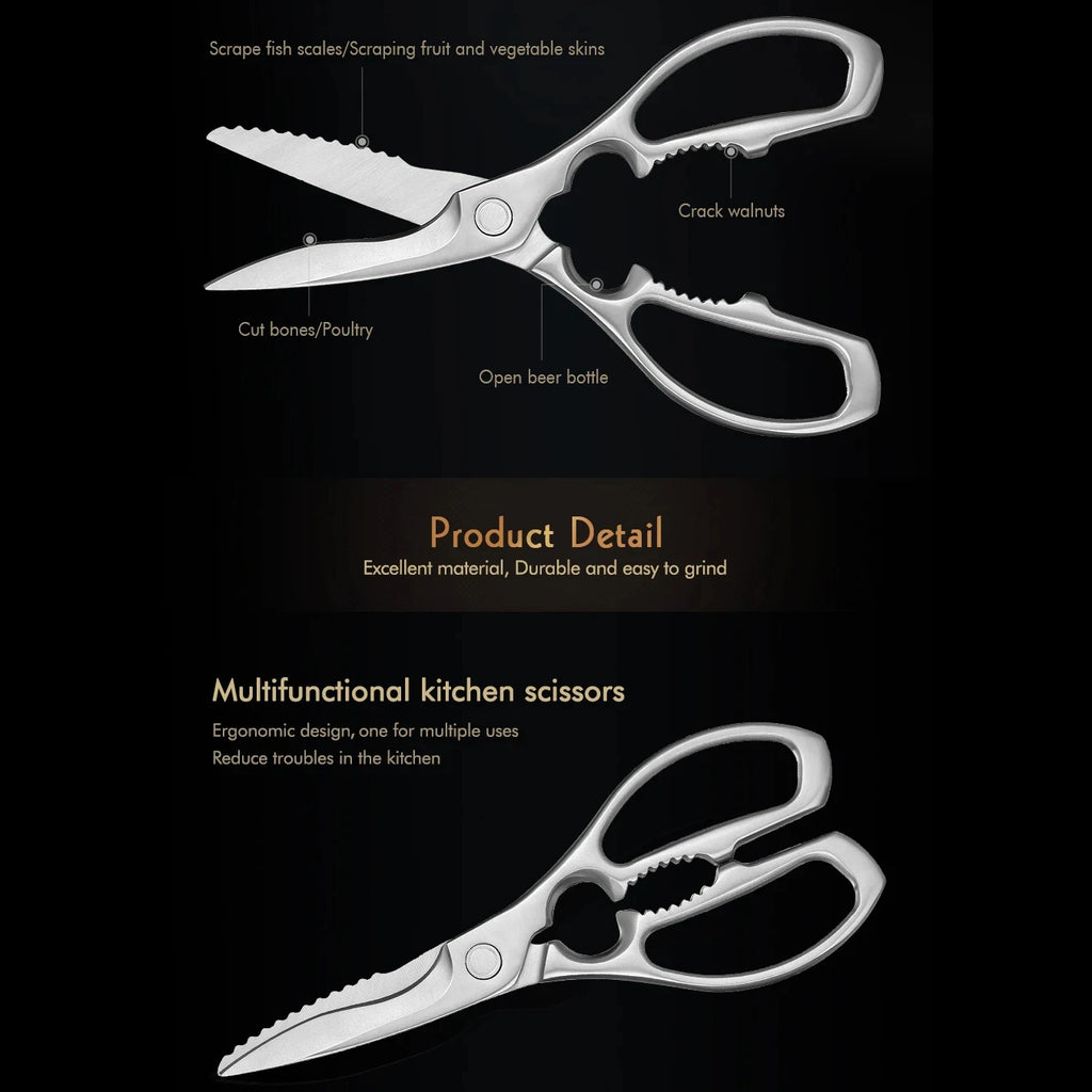 Heavy-Duty Stainless Steel Kitchen Scissors – Meat & Bone Kitchen Shears Axl