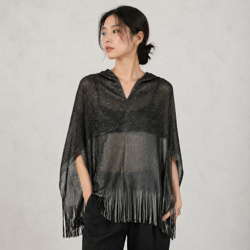Sheer Beach Cover-Up Top – Lightweight Draped Gauze Swimwear Beach Cover-Up Axl