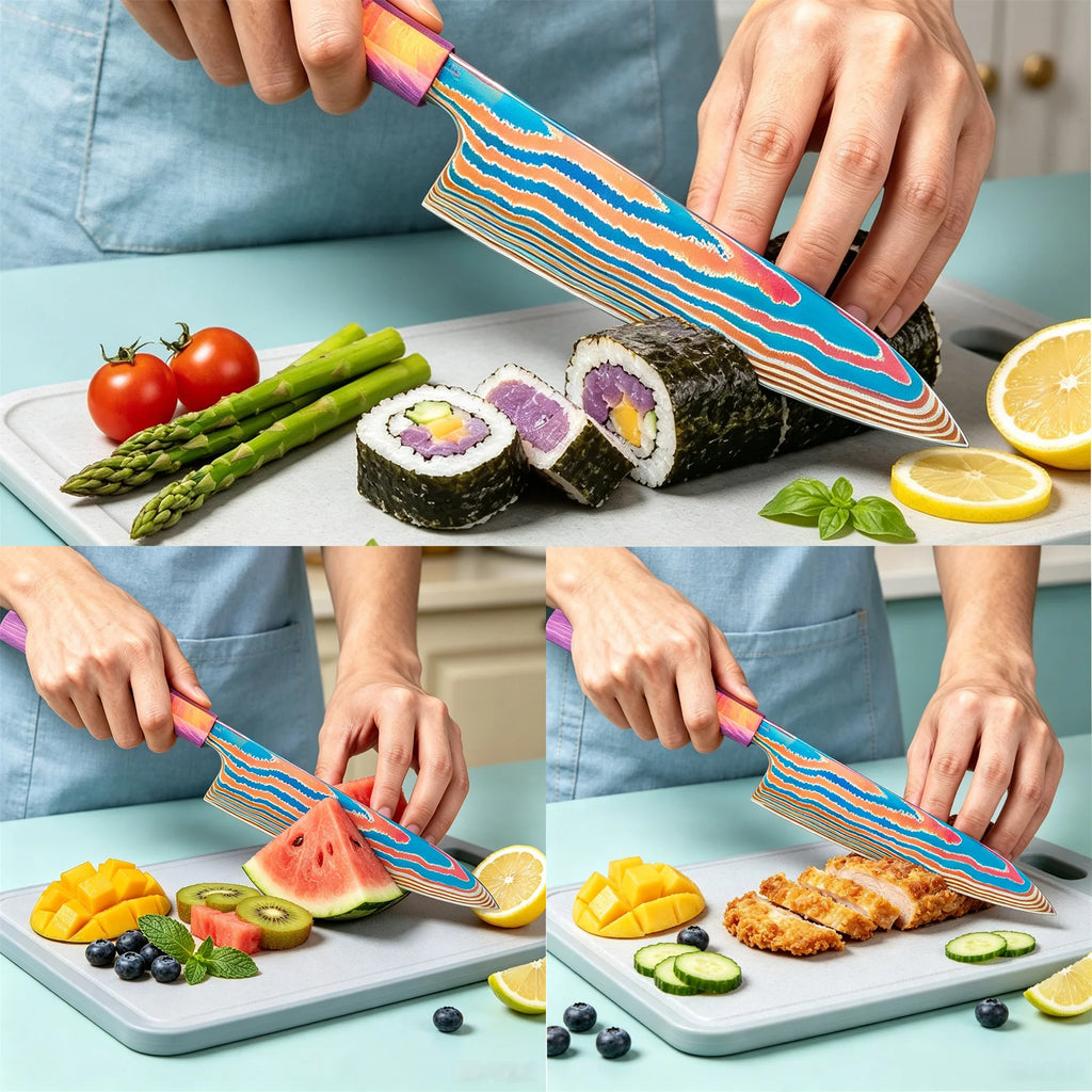Damascus Steel Chef Knife – Titanium Blade & Wood Handle Damascus Chef Knife Axl