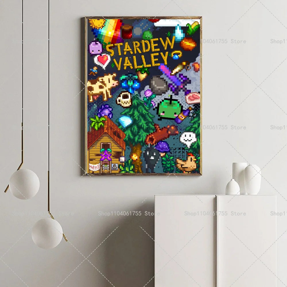 Stardew Valley Game Poster – Self-Adhesive Waterproof Wall Art Wall Art Poster Axl