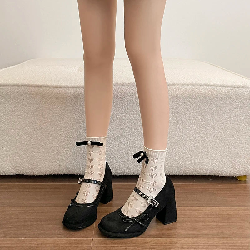 Women's Vintage Mary Jane Pumps – Butterfly-Knot Square Heel Mary Jane Pumps Axl