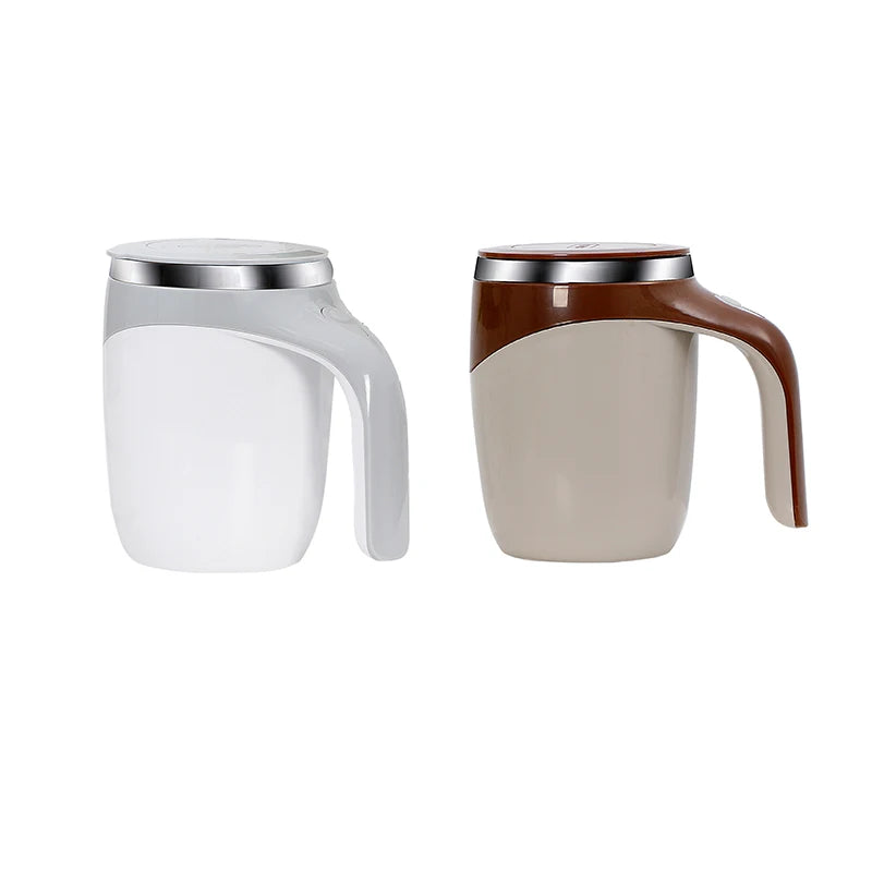Electric Self-Stirring Mug – Battery Powered Coffee Mixing Cup Electric Stirring Mug Axl white and brown