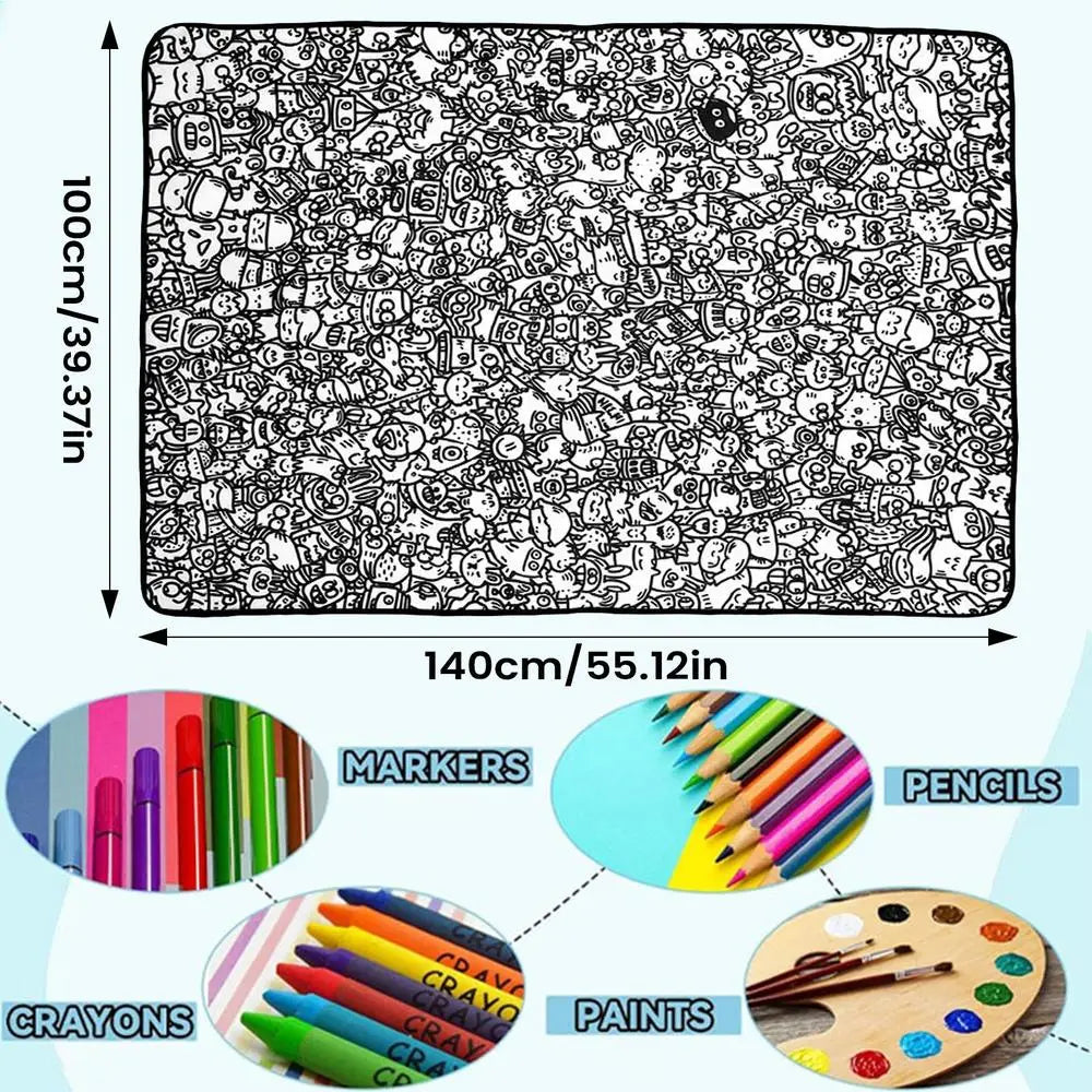 Kids DIY Coloring Blanket – Washable Painting Throw for Boys & Girls Kids Coloring Blanket Axl 01