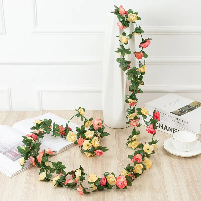 Rose Artificial Flower Vine Garland – Silk Wedding & Home Decor Artificial Flower Garland Axl Champagne 1 pc