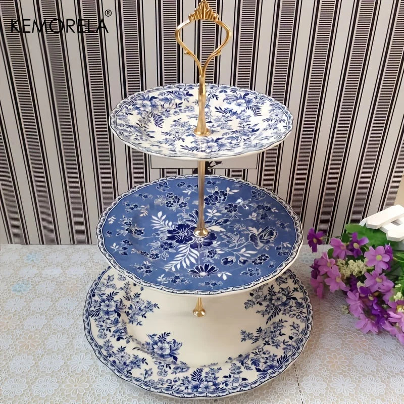 2-Tier Ceramic Dessert Stand – Floral Cake & Party Display Tray Ceramic Dessert Stand Axl
