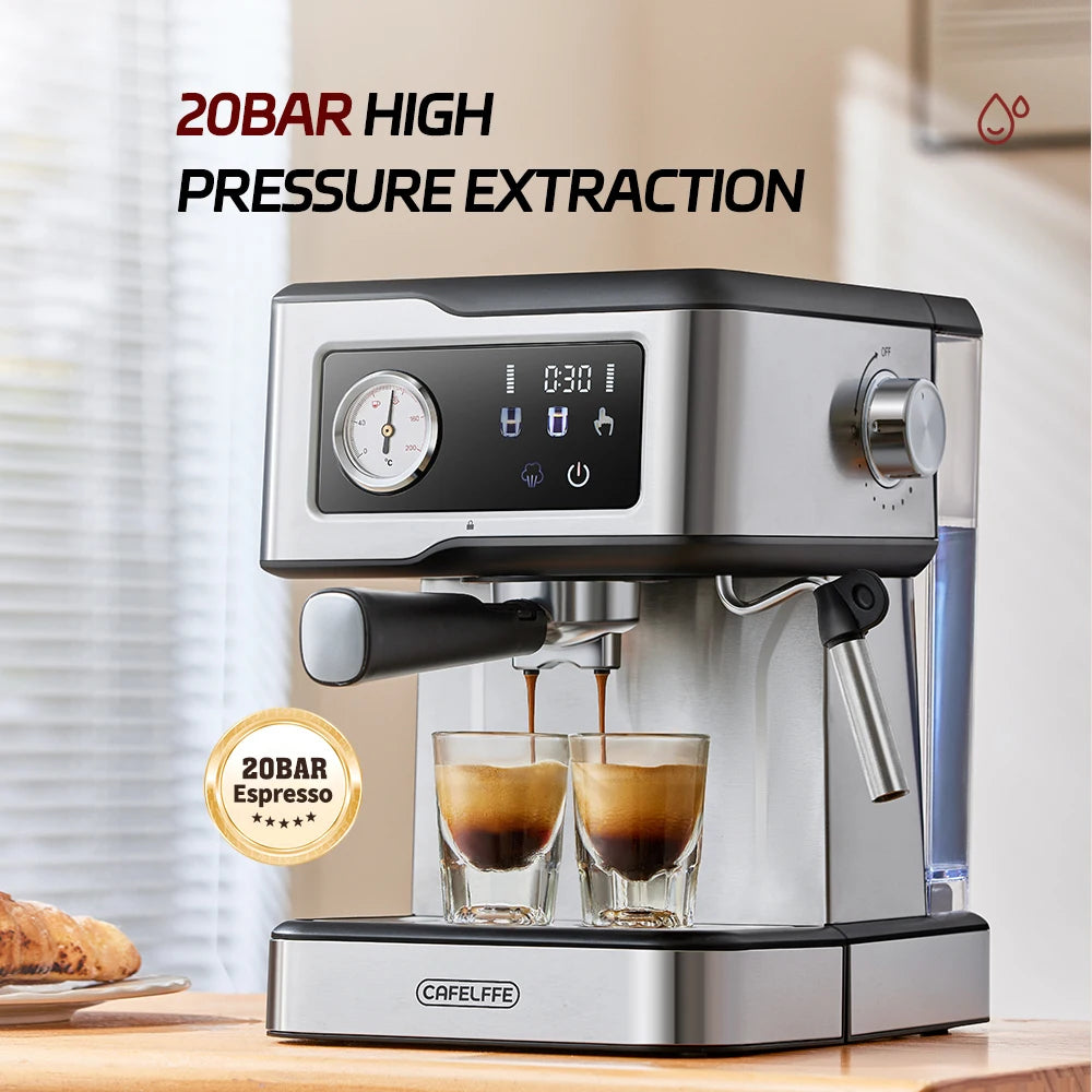 Cafelffe 20Bar Semi-Auto Espresso Machine & Milk Frother Espresso Machine Axl
