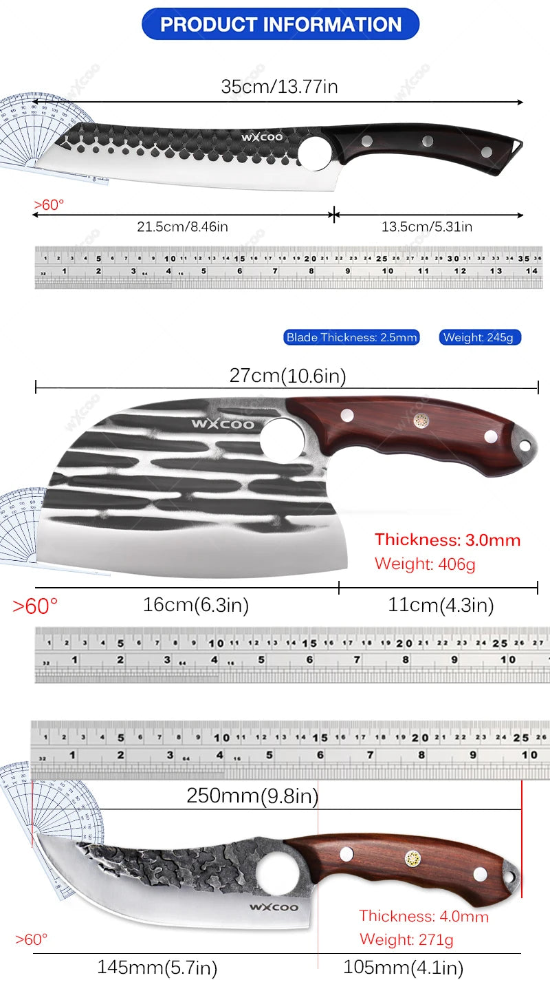 WXCOO Forged Chef's Knife Set – 5Cr15MOV Stainless Steel Kitchen Knife Set Axl