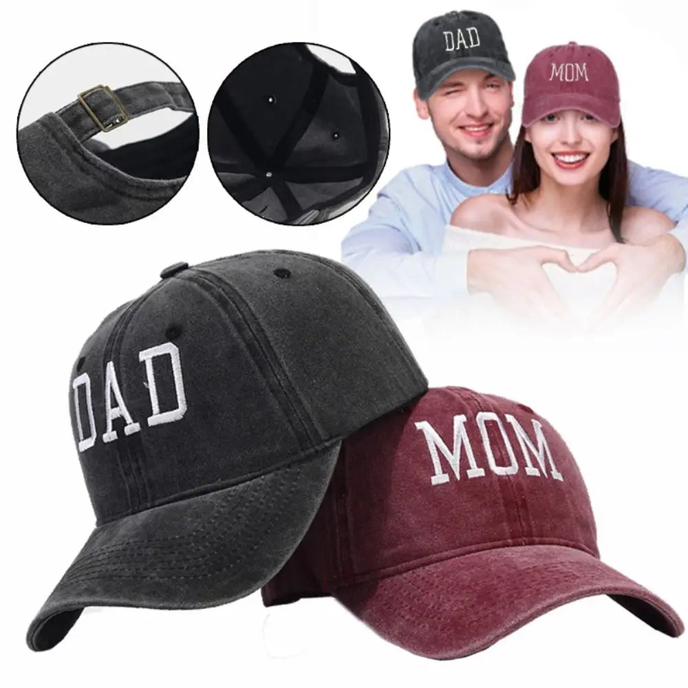 DAD MOM Embroidery Cotton Baseball Cap – Unisex Snapback Hat Embroidered Baseball Cap Axl