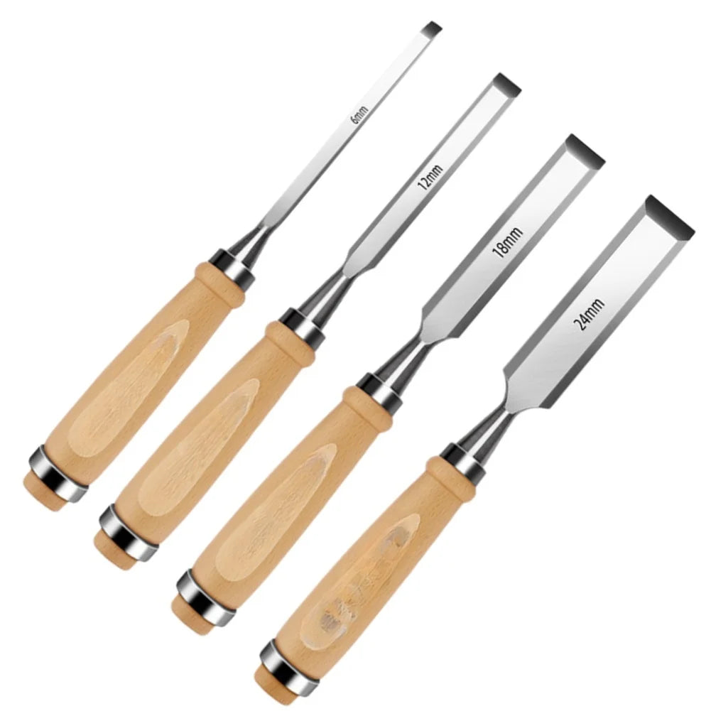 4-Piece Wood Chisel Set – 6/12/18/24mm Carving Kit Wood Chisel Set Axl