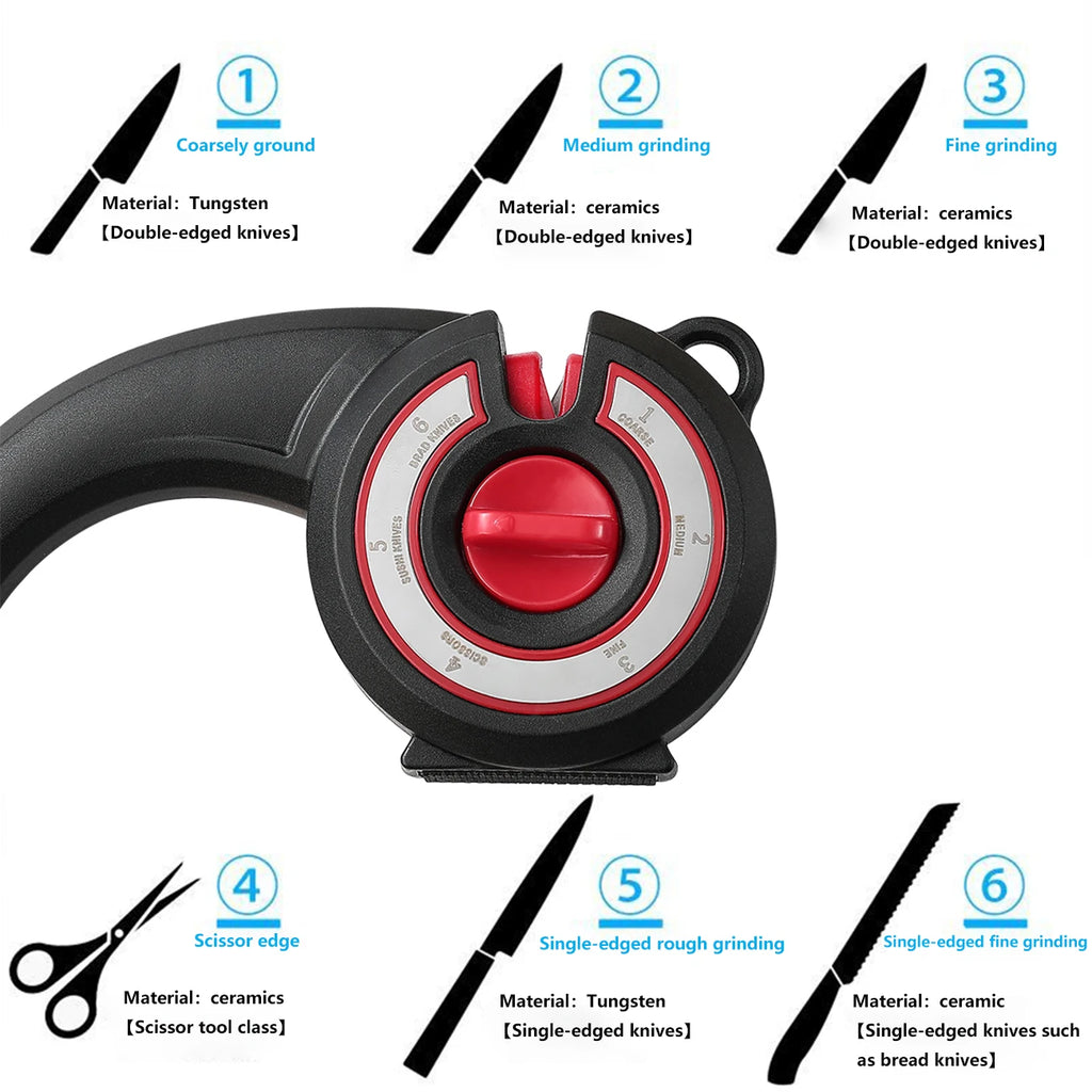 6-in-1 Knife & Scissors Sharpener – Adjustable Angle Whetstone Knife Sharpener Axl