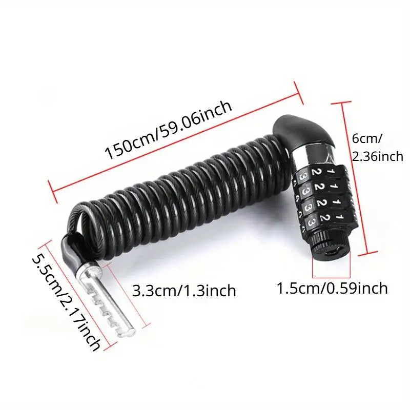 Bike Wire Chain Lock – Combination Password for Bikes & Helmets Bike Cable Lock Axl