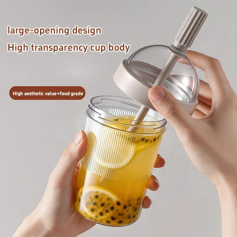 Portable Transparent Water Bottle with Straw – 550ml Sports Cup Sports Water Bottle Axl