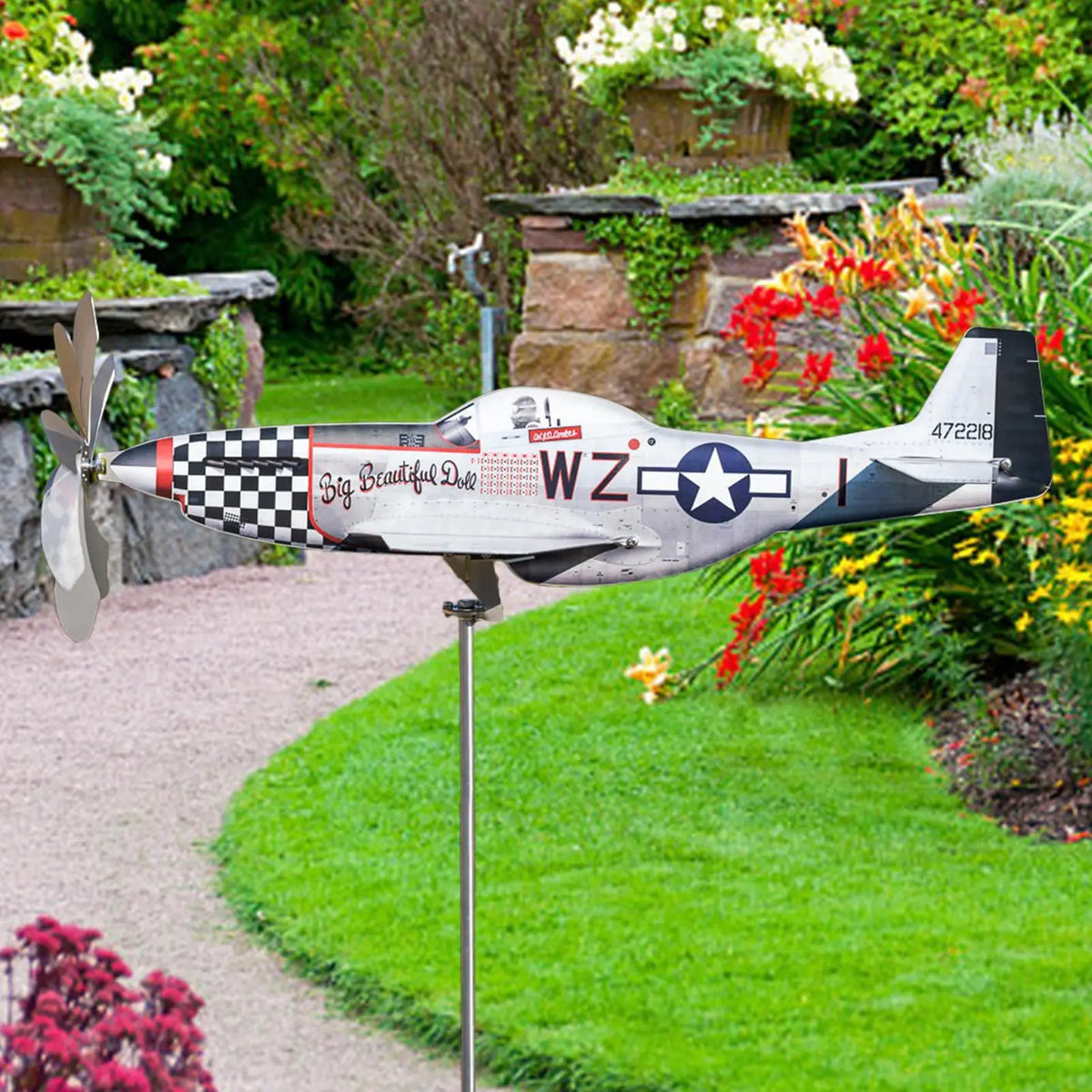 Metal Airplane Wind Spinner – Weather-Resistant Yard Windmill Garden Wind Spinner Axl