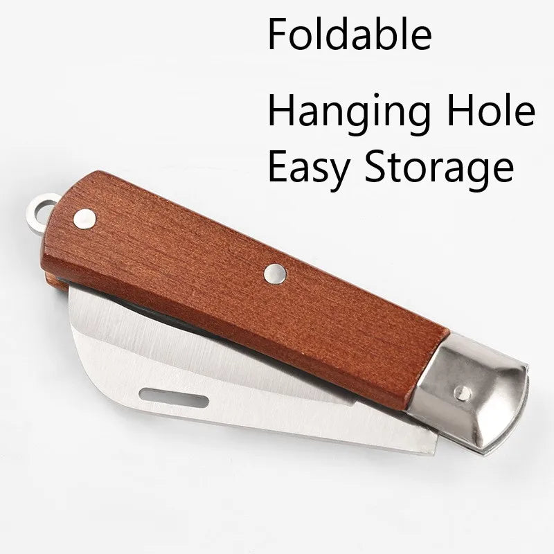Stainless Steel Folding Knife – Wood Handle Outdoor Multi-Tool Folding Pocket Knife Axl