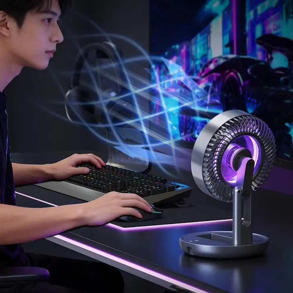 USB Rechargeable Portable Desktop Fan with LED Light Portable Desktop Fan Axl