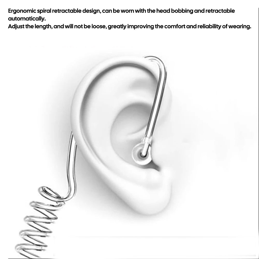 3.5mm Single-Ear Air Tube Wired Headset | Spiral Coil Earphone Wired Earphone Axl