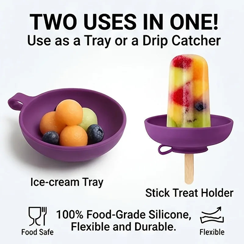 KEMORELA Silicone Popsicle Holder – Anti-Drip Ice Cream Tray Ice Cream Holder Axl