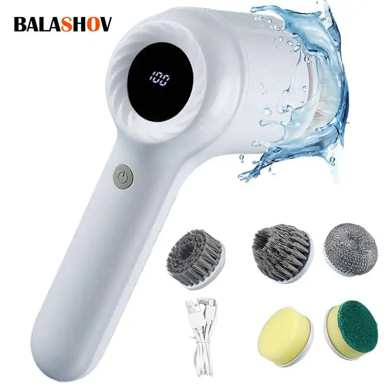 BALASHOV USB Electric Scrubber – 5-Head Rotary Cleaning Brush Electric Cleaning Scrubber Axl
