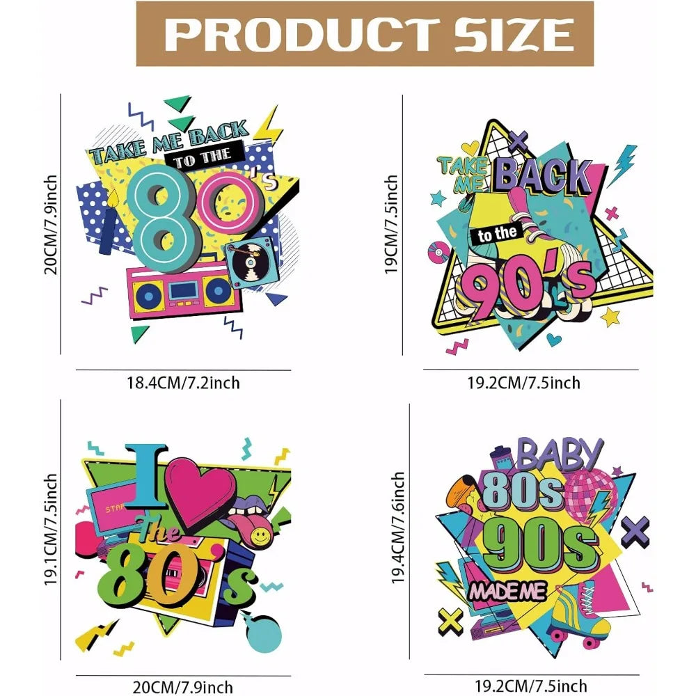 4-Pack 80s 90s Retro Iron-On Heat Transfer Stickers | DIY Tee Iron-On Transfer Patch Axl