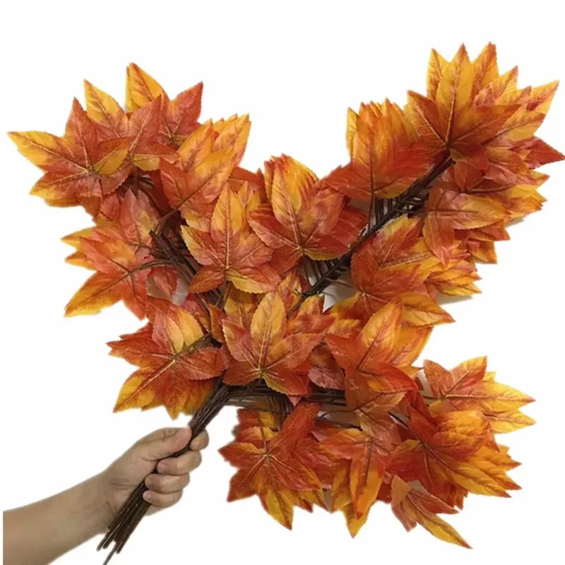 Artificial Banyan Maple Mango Leaf Stems | 12pc Fake Foliage Artificial Foliage Stems Axl