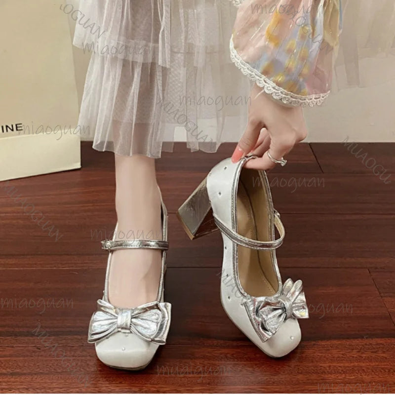 Rhinestone Flower Mary Jane Heels – Women's 7.5cm Party Pumps Mary Jane Pumps Axl