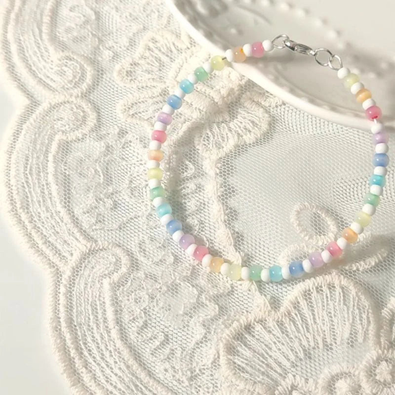 Bohemian Colorful Beaded Bracelet – Women's Rainbow Charm Beaded Charm Bracelet Axl