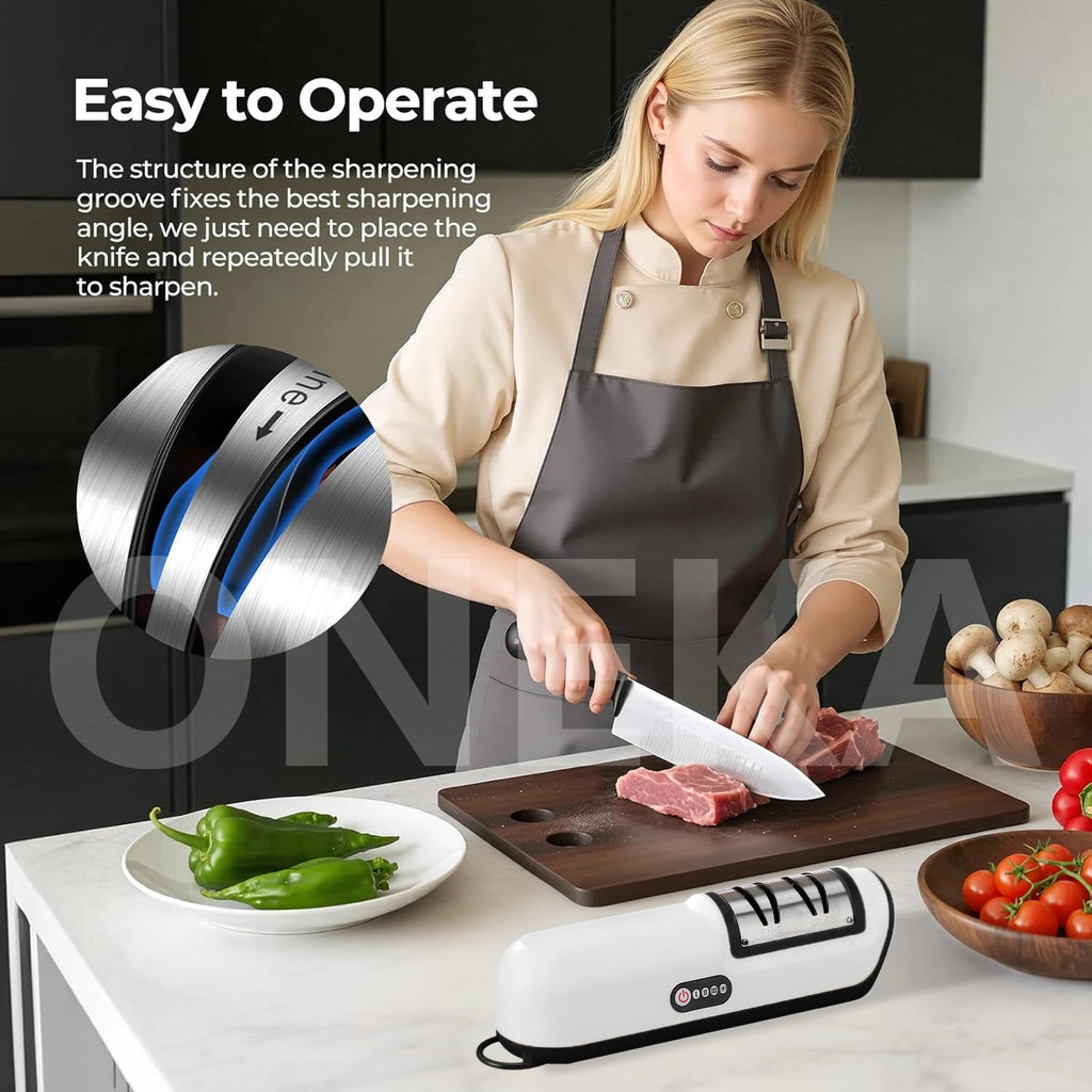 3-Stage Electric Knife Sharpener – Fast Handheld Kitchen Tool Electric Knife Sharpener Axl