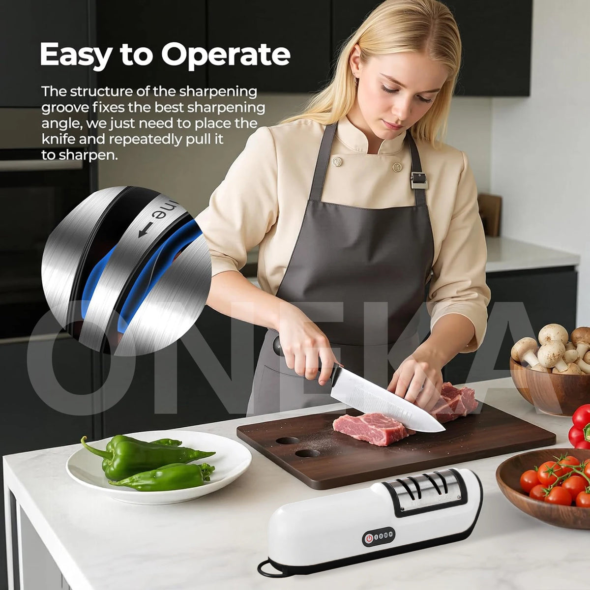 3-Stage Electric Knife Sharpener – Fast Handheld Kitchen Tool Electric Knife Sharpener Axl