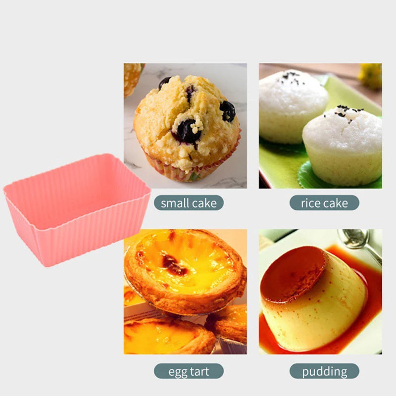 6-Pack Silicone Rectangle Cake Molds – Muffin & Cupcake Liners Silicone Baking Molds Axl