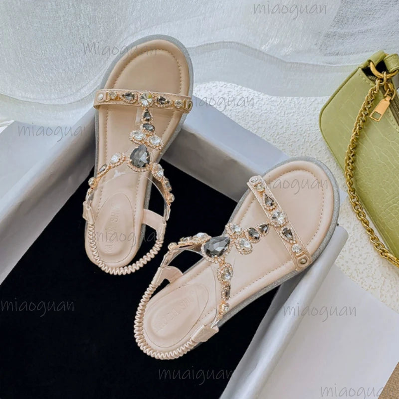 Bohemian Crystal Wedge Sandals – Women's Open Toe Gladiator Wedge Sandals Axl