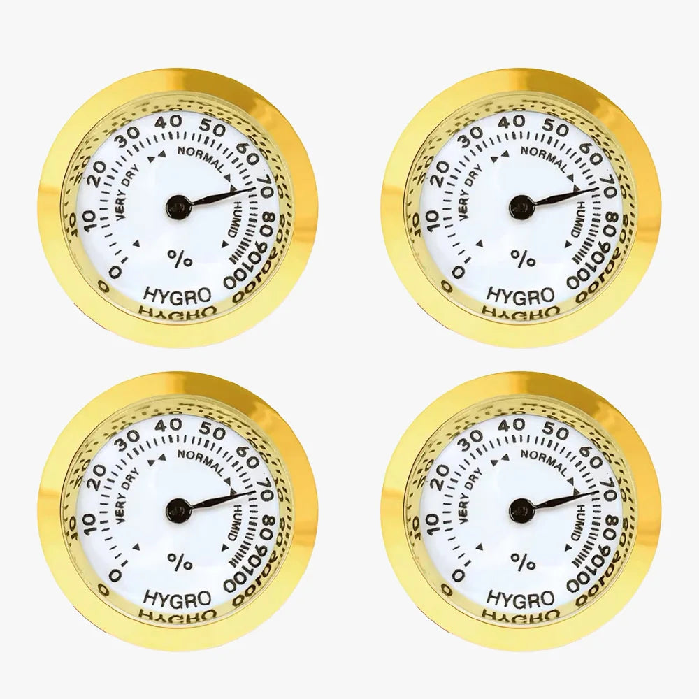 43mm Round Analog Hygrometer for Humidors, Guitar & Wine Box Analog Hygrometer Axl Golden-4pc