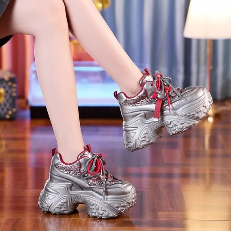 Women's Chunky Platform Sneakers – Breathable Casual Lace-Up Chunky Platform Sneakers Axl