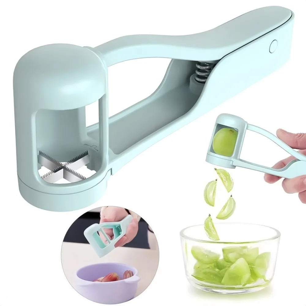 Press-Type Fruit Slicer – Grape, Cherry & Tomato Cutter Fruit Quarter Slicer Axl