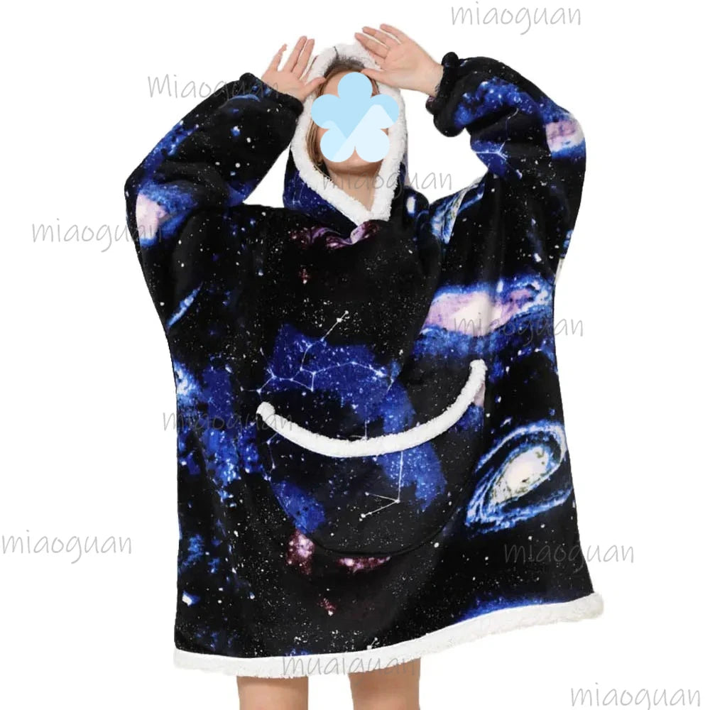 Oversized Flannel Blanket Hoodie – Fleece Pullover Sweatshirt Fleece Blanket Hoodie Axl universe One Size