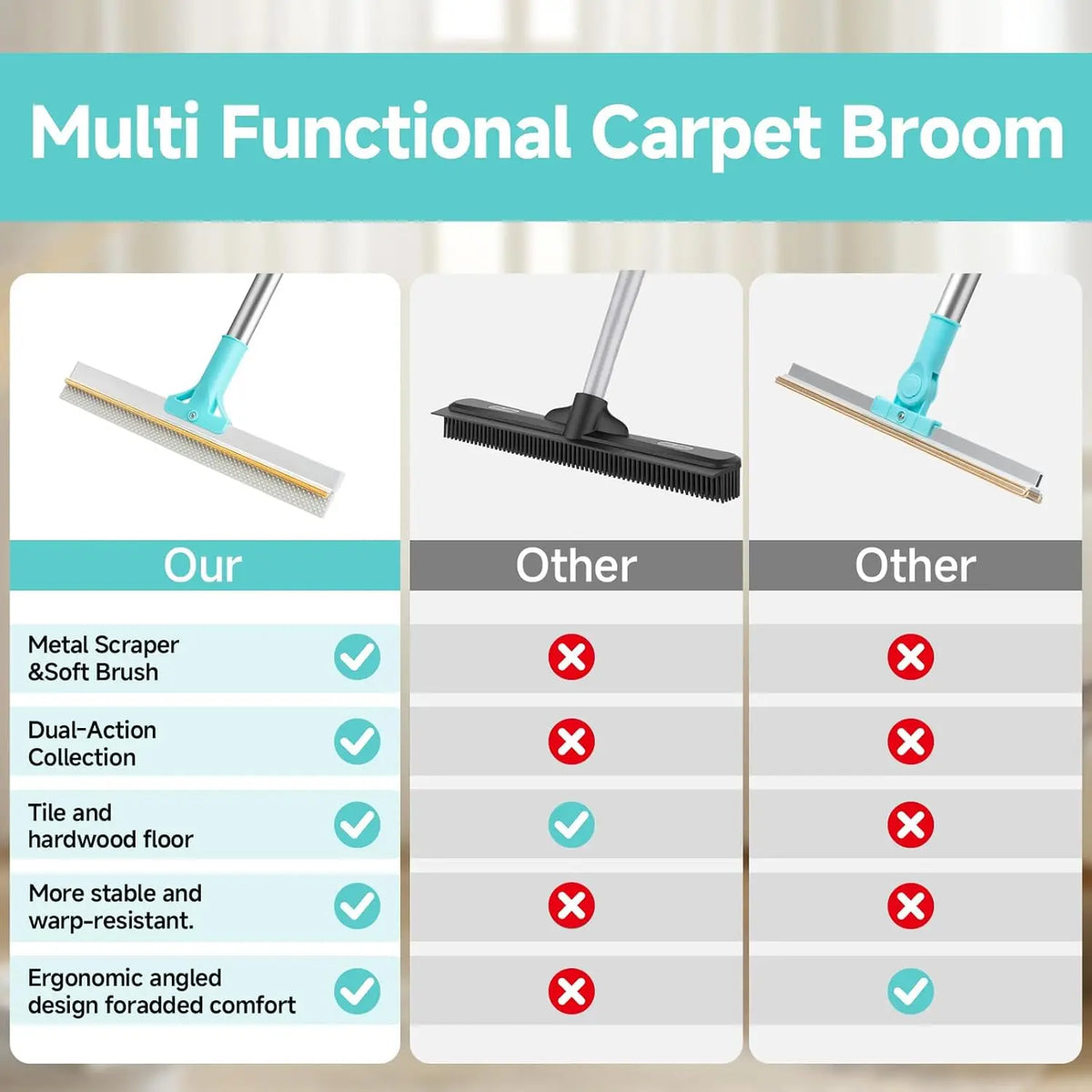 Pet Hair Carpet Remover – Telescopic Metal Rug Rake Tool Pet Hair Remover Axl