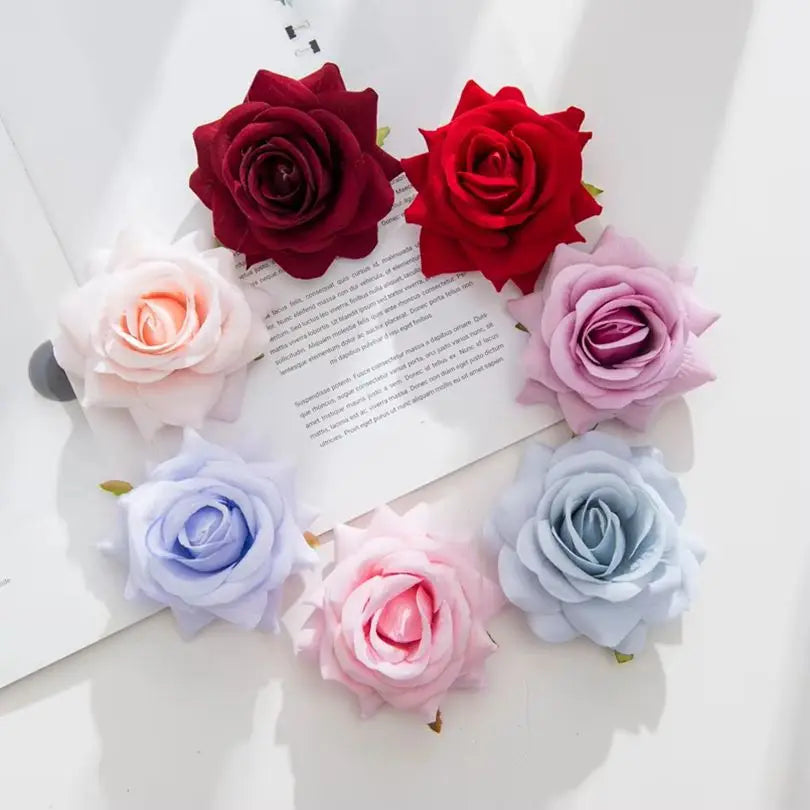 Silk Artificial Rose Flower Heads 5/10 PCS – Wedding & Home Decor Artificial Silk Flowers Axl