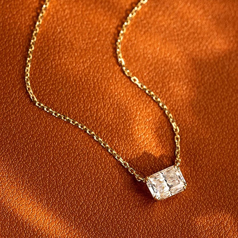 Huitan Minimalist CZ Rectangular Pendant Necklace – Gold Choker Pendant Necklace Axl