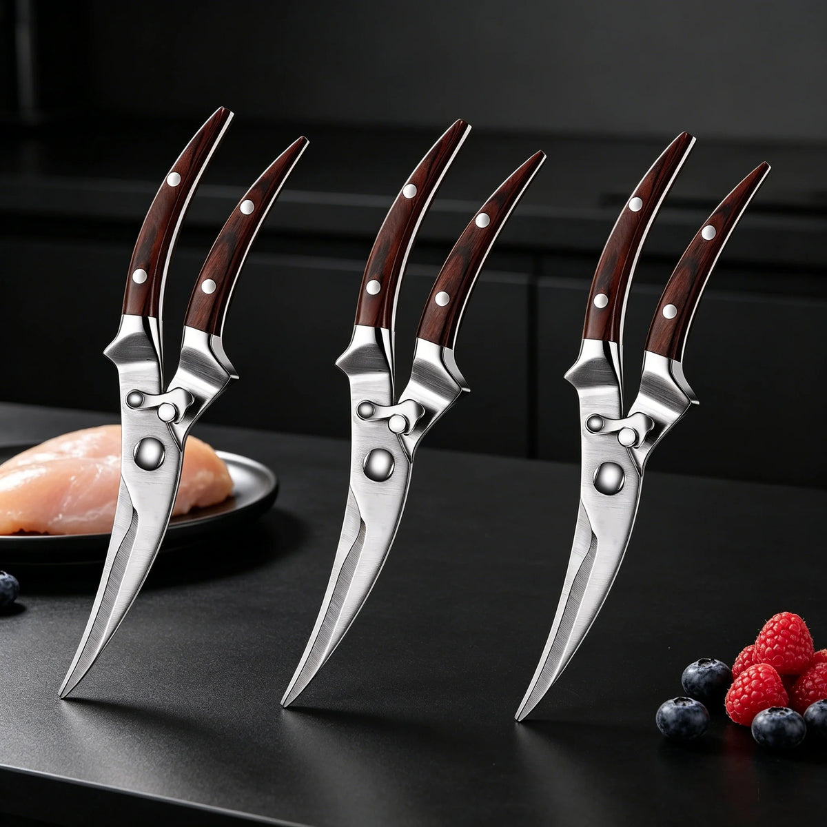 Heavy-Duty Poultry Shears – Bone Cutting Kitchen Scissors Set Kitchen Poultry Shears Axl Kitchen Scissors-3PC