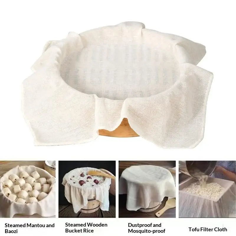 3-Pack Cotton Steamer Cloth – Round Gauze Pad Kitchen Liner Steamer Cloth Liner Axl