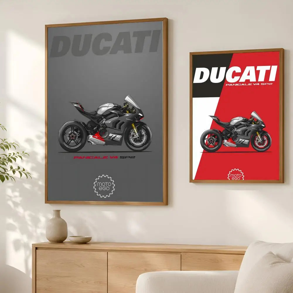 Ducati Motorcycle HD PVC Wall Poster – Self-Stick Waterproof Wall Art Poster Axl