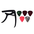 Guitar Capo & 5 Picks Set – Acoustic, Electric & Ukulele Guitar Accessory Set Axl Black