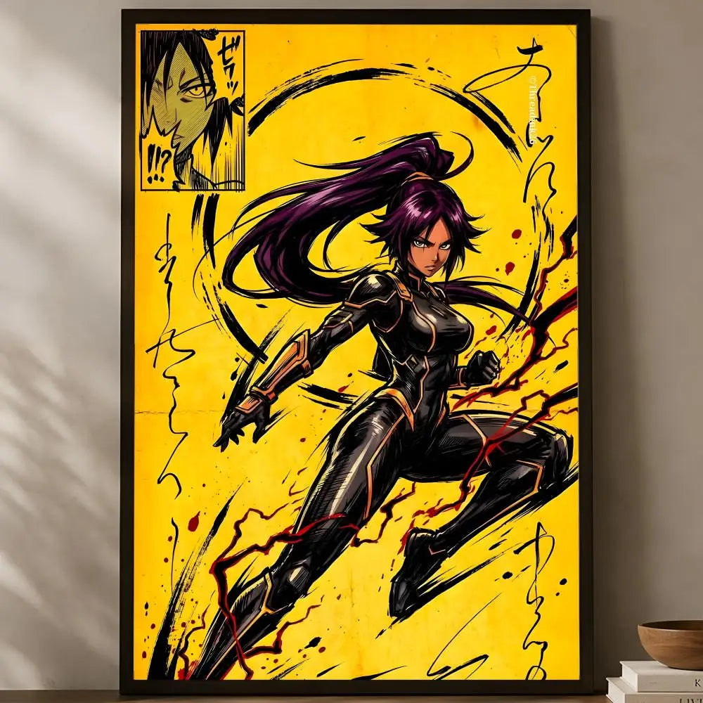 Yoruichi Shihoin Anime Wall Poster – HD Self-Stick Waterproof Anime Wall Poster Axl White06 40X50cmNoframe