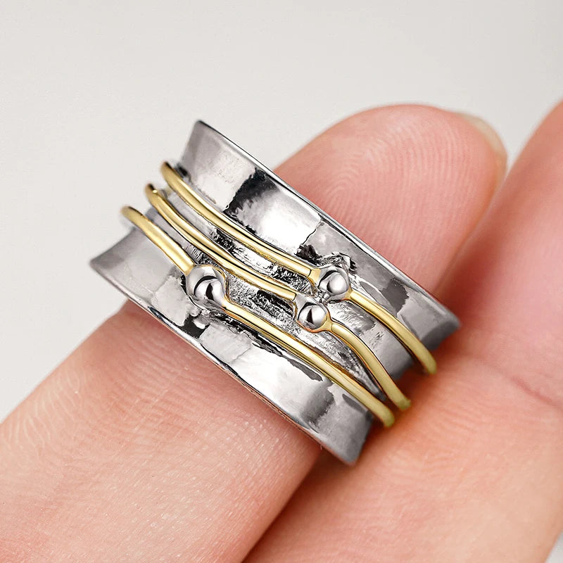 Huitan Two-Tone Wire Wrapped Ring – Hip Hop Statement Jewelry Statement Ring Axl
