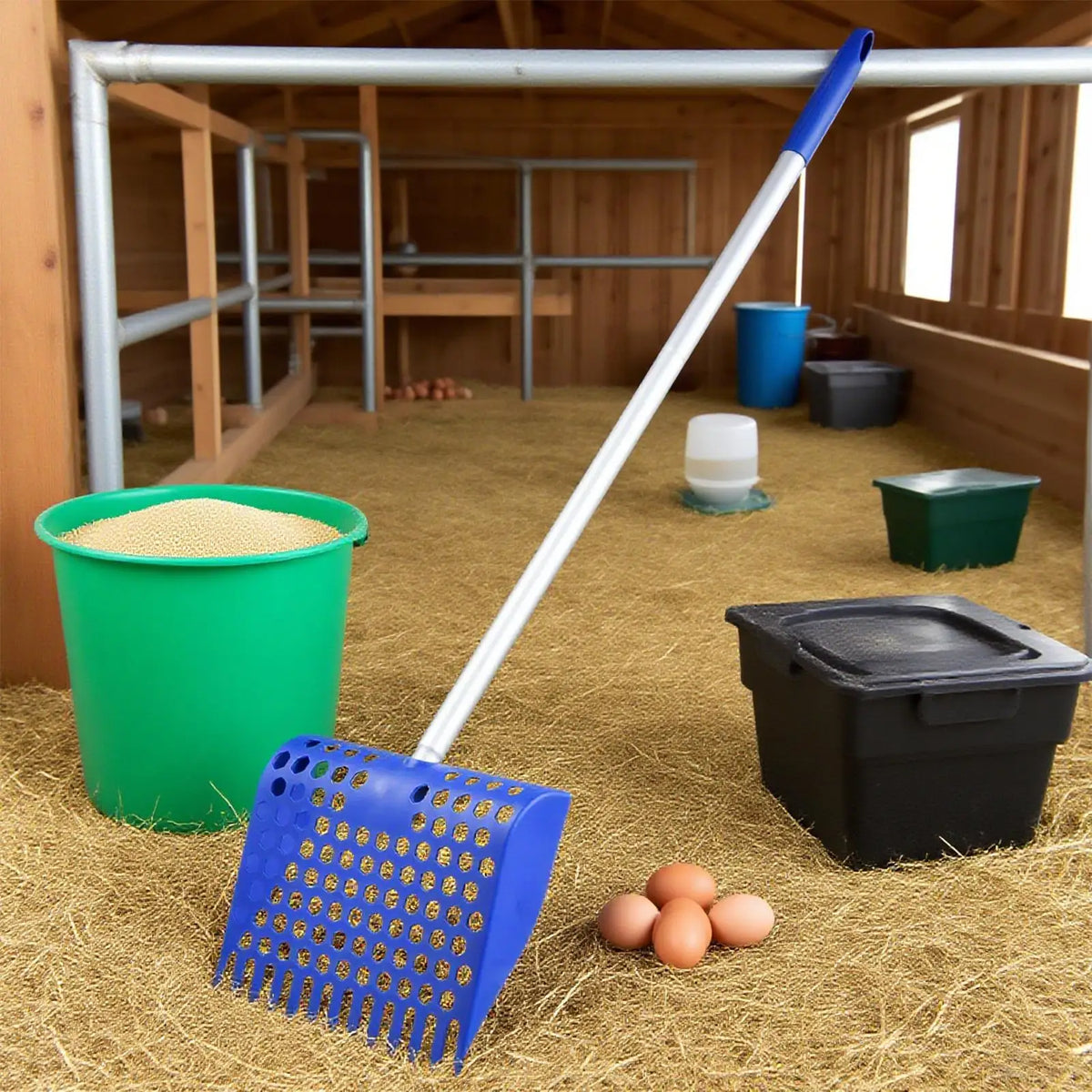 Detachable Aluminum Chicken Litter Scoop & Rake Farm Tool Litter Scoop Rake Axl