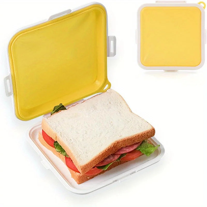 Silicone Sandwich Container – BPA-Free Snap Lid Food Storage Box Silicone Food Container Axl Yellow 1 1